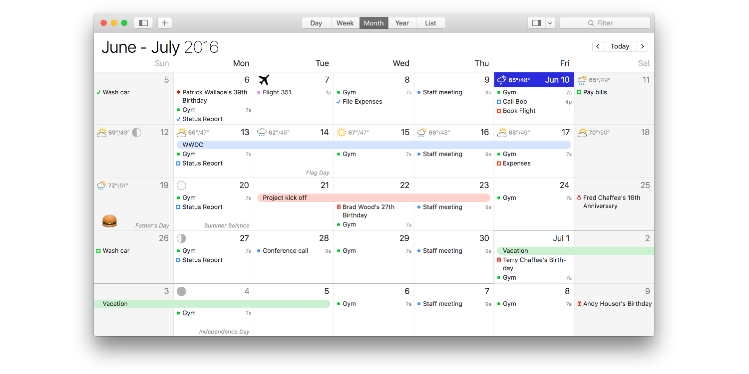 Apple calendar app